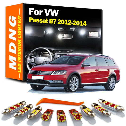 MDNG Canbus LED Interior Reading Trunk Door Foot Vanity Mirror Light Kit For VW Passat B7 Sedan Variant 2012 2013 2014 Car Bulbs