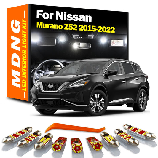 MDNG 10Pcs Accessories LED Interior Map Dome Light Kit For Nissan Murano Z52 2015 2017 2019 2020 2021 2022 Car Reading Bulbs