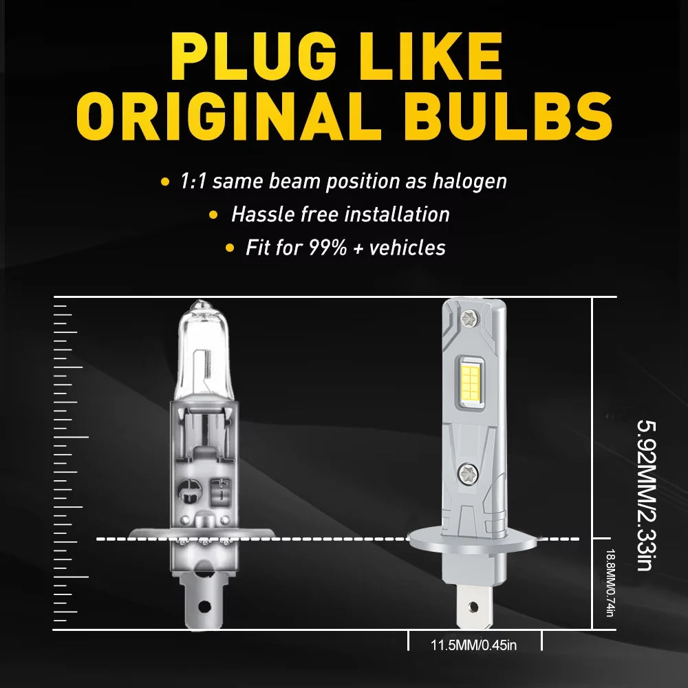2/4Pcs 50000LM H7 H1 Led Bulb High Bright Car Headlight 6000K Plug Play For Renault Megane 2 2002 2003 2004 2005 2006 2007 2008