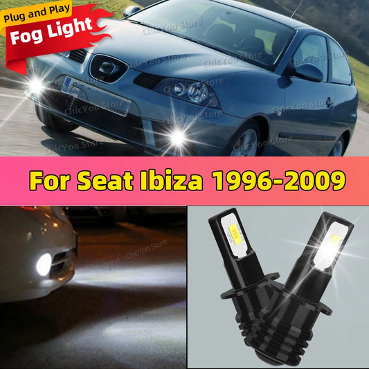 2PCS Car LED Fog Light Lamp Bulb For Seat Ibiza 1996-2009 2002 2003 2004 2005 2006 2007 2008 Replace Bulbs Accessories White