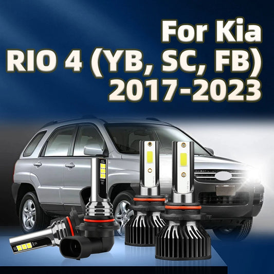 4pcs 30000LM LED Headlight HB3 HB4 6000K White Car Fog Light Bulb For Kia RIO 4 YB SC FB 2017 2018 2019 2020 2021 2022 2023