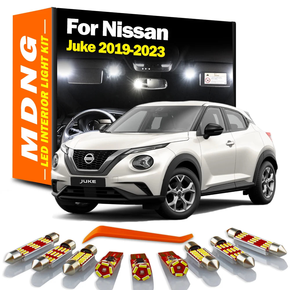 11Pcs Canbus Interior LED Bulbs Map Dome Trunk License Plate Light Kit For Nissan Juke 2019 2020 2021 2022 2023 Sun Visor Lamp