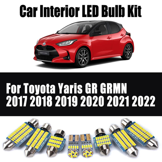11Pcs Canbus LED Interior Vanity Mirror Trunk Light Car Map Dome Bulb Kit For Toyota Yaris GR GRMN 2017 2018 2019 2020 2021 2022