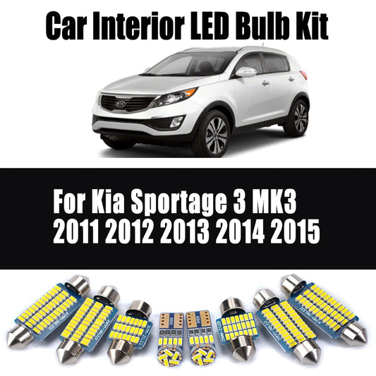 11Pcs LED Interior Map License Plate Light Kit Canbus For Kia Sportage 3 MK3 2011 2012 2013 2014 2015 Trunk Vanity Mirror Bulb