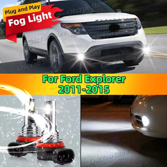 2Pcs 12V 6000K Front Fog Light LED Bulb Accessories Lamp Canbus For Ford Explorer 2011 2012 2013 2014 2015 Plug and Play