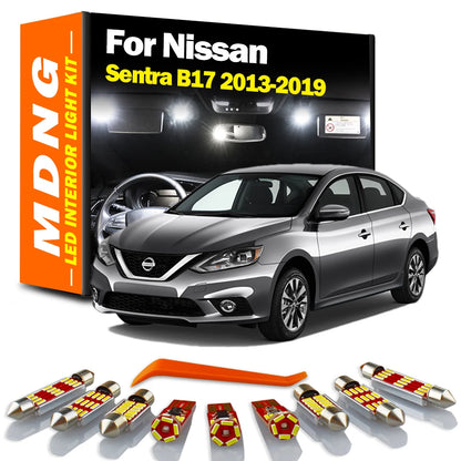 MDNG 6Pcs Canbus For Nissan Sentra B17 2013 2014 2015 2016 2017 2018 2019 LED Interior Dome Map Trunk Light Kit Car Accessories