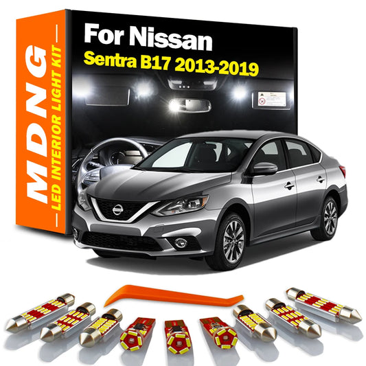 MDNG 6Pcs Canbus For Nissan Sentra B17 2013 2014 2015 2016 2017 2018 2019 LED Interior Dome Map Trunk Light Kit Car Accessories