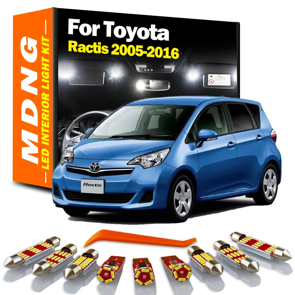 MDNG Canbus For Toyota Ractis 2005-2010 2011 2012 2013 2014 2015 2016 LED Interior Dome Map Light Kit Car License Plate Bulbs