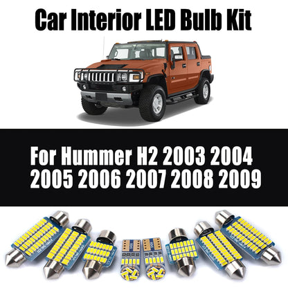 15Pcs Canbus For Hummer H2 2003 2004 2005 2006 2007 2008 2009 Car Ceiling Bulbs No Error Interior LED Dome Map Trunk Light Kit