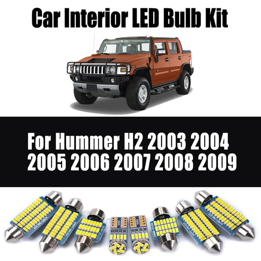 15Pcs Canbus For Hummer H2 2003 2004 2005 2006 2007 2008 2009 Car Ceiling Bulbs No Error Interior LED Dome Map Trunk Light Kit