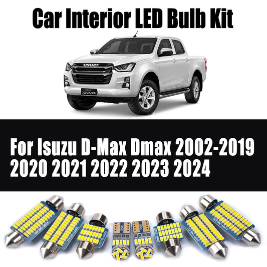 8Pcs Canbus LED Interior Map Dome Reading Light Car Bulbs Accessories Kit For Isuzu D-Max Dmax 2002- 2020 2021 2022 2023 2024