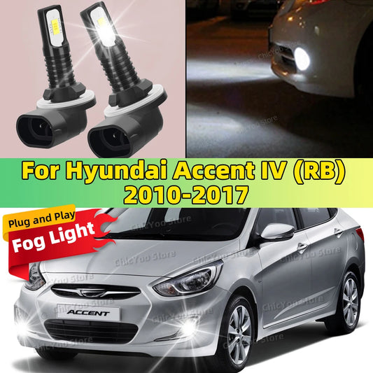 For Hyundai Accent IV R) 2010 2011 2012 2013 2014 2015 2016 2017 2Pcs LED Lamp Car Front Fog Light 20000LM Ultra Bright