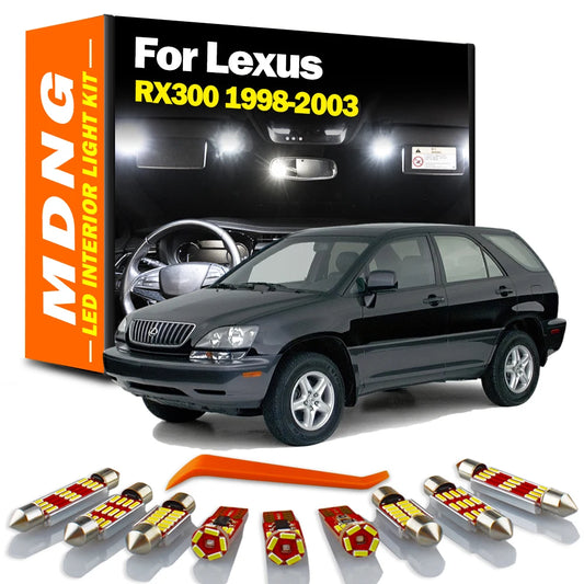 MDNG 14Pcs For Lexus RX300 1998 1999 2000 2001 2002 2003 Interior Dome Map Trunk Plate Light Kit Accessories No Error LED Bulbs