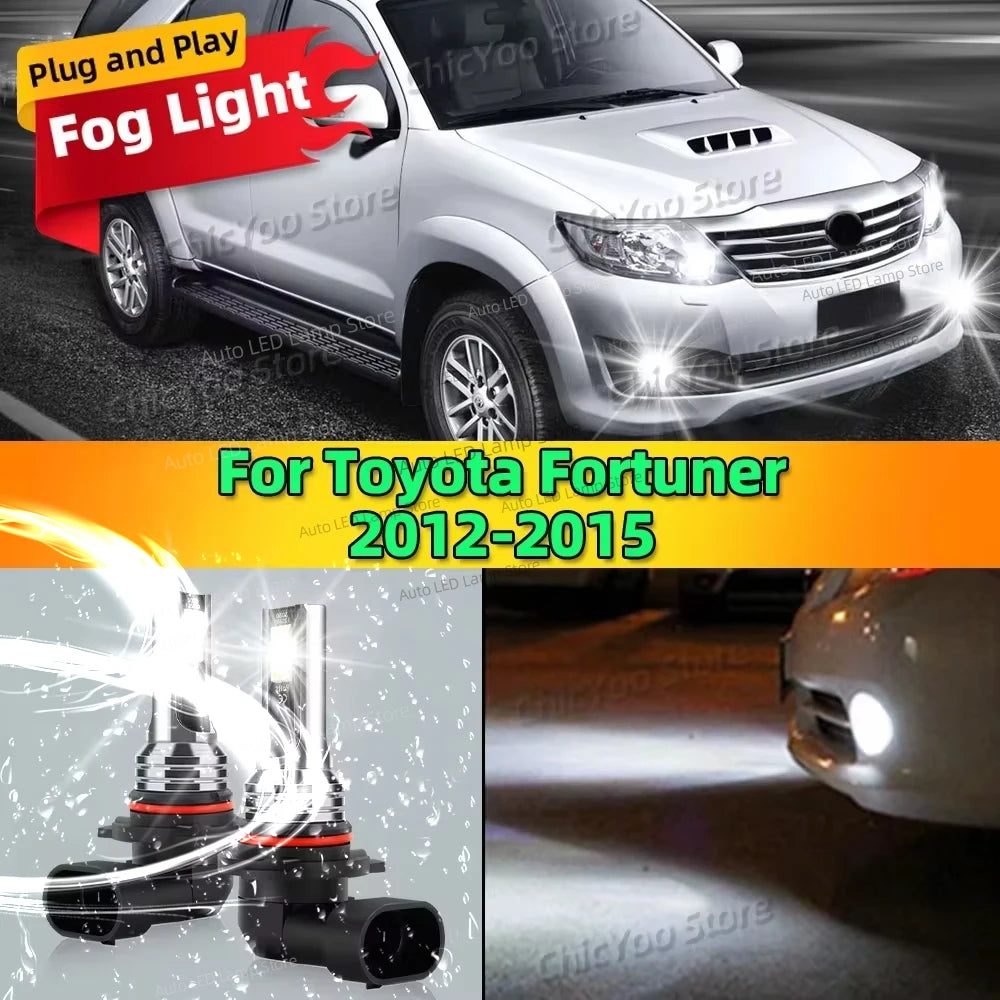 2Pcs LED Front Fog Light Car Bulb Accessories 6000K Canbus Lamp 80W For Toyota Fortuner 2012 2013 2014 2015 Plug and Play