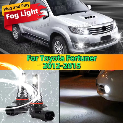2Pcs LED Front Fog Light Car Bulb Accessories 6000K Canbus Lamp 80W For Toyota Fortuner 2012 2013 2014 2015 Plug and Play