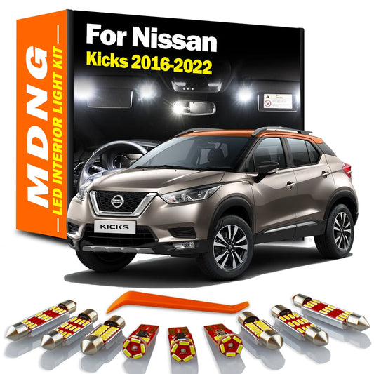 MDNG 11Pcs For Nissan Kicks 2016 2017 2018 2019 2020 2021 2022 Vehicle Lamp LED Interior Map Dome Trunk Light Kit Car Led Bulbs