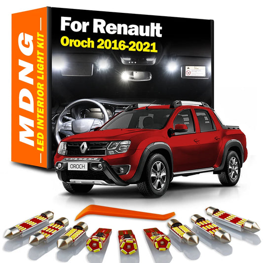 9Pcs Canbus LED Interior Dome Number Plate Light Kit For Renault Oroch 2016 2017 2018 2019 2020 2021 Car Trunk Bulb Accessories