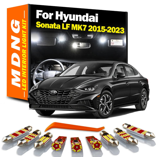 MDNG 13Pcs Car LED Interior Reading Trunk Number Plate Light Kit For Hyundai Sonata 2015 2016 2017 2018 2019 2020 2021 2022 2023