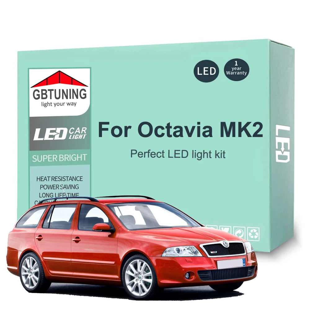 Car Accessories For Skoda Octavia 2 MK2 II A5 Sedan Combi 2005-2012 Canbus Vehicle Dome Footwell LED Interior Light Bulb Kit