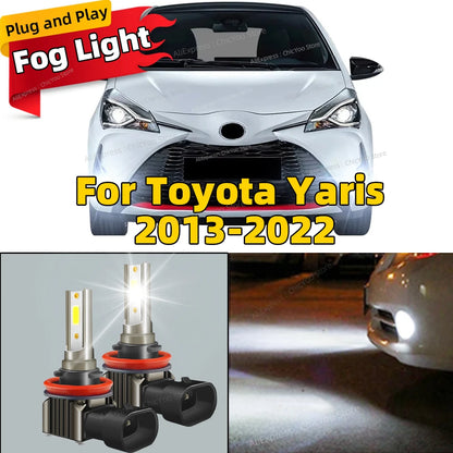 6000K Front Fog Light 2pcs LED Bulb Accessories Lamp 80W For Toyota Yaris 2013 2014 2015 2016 2017 2018 2019 2020 2021 2022