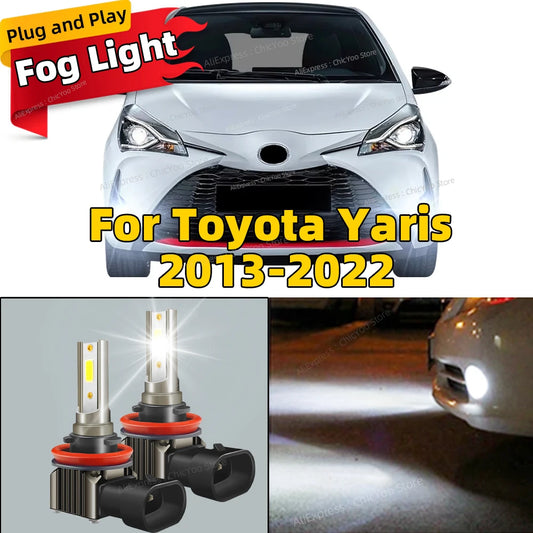 6000K Front Fog Light 2pcs LED Bulb Accessories Lamp 80W For Toyota Yaris 2013 2014 2015 2016 2017 2018 2019 2020 2021 2022