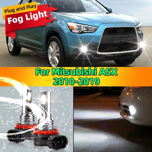 6000K Front Fog Light LED Bulb Plug Play Lamp Canbus 80W For Mitsubishi ASX 2010 2011 2012 2013 2014 2015 2016 2017 2018 2019
