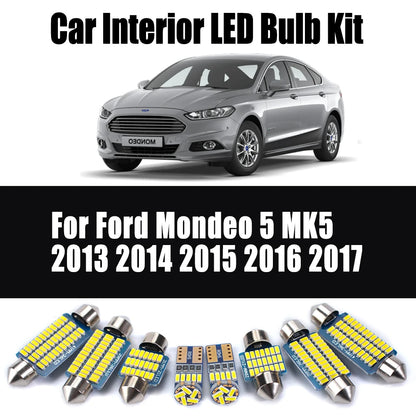 7Pcs Canbus Car LED Interior Map Dome Ceiling Bulbs Kit For Ford Mondeo 5 MK5 2013 2014 2015 2016 2017 Vanity Mirror Trunk Light