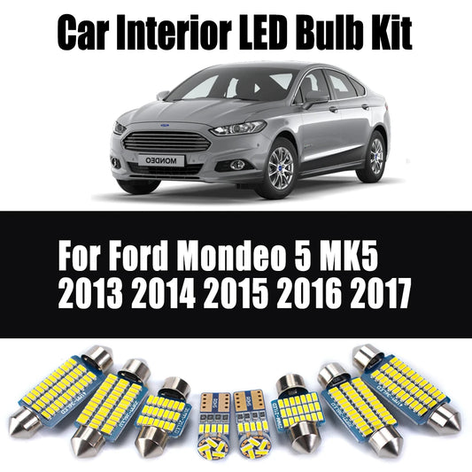 7Pcs Canbus Car LED Interior Map Dome Ceiling Bulbs Kit For Ford Mondeo 5 MK5 2013 2014 2015 2016 2017 Vanity Mirror Trunk Light
