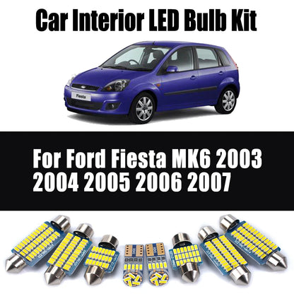 13Pcs LED Interior Dome Reading Trunk License Plate Bulb Light Kit For Ford Fiesta MK6 2003 2004 2005 2006 2007 Car Accessories