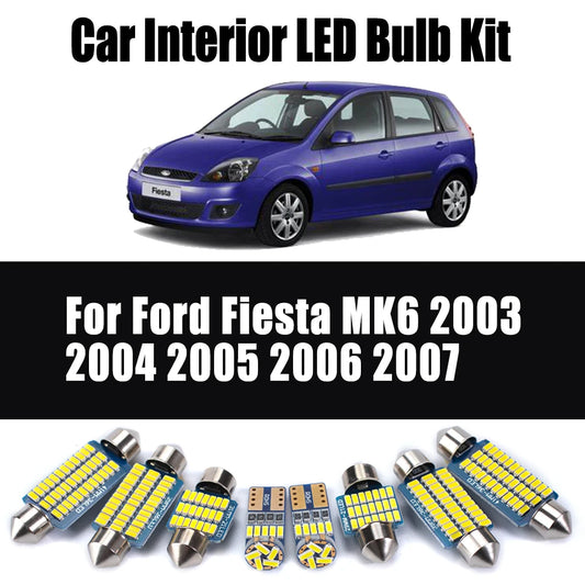 13Pcs LED Interior Dome Reading Trunk License Plate Bulb Light Kit For Ford Fiesta MK6 2003 2004 2005 2006 2007 Car Accessories
