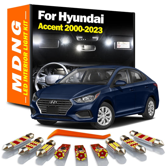 MDNG Car LED Interior Dome Light Reading License Plate Lamp Kit For Hyundai Accent 2000- 2016 2017 2018 2019 2020 2021 2022 2023