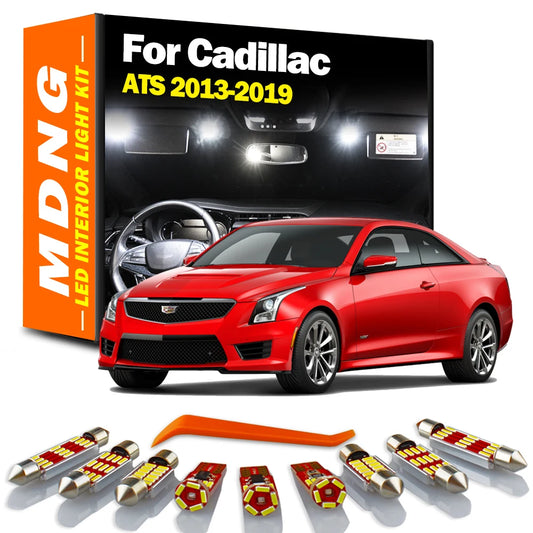 MDNG 14Pcs Canbus For Cadillac ATS 2013 20014 2015 2016 2017 2018 2019 LED Interior Vanity Mirror Door Trunk Light Kit Car Bulbs
