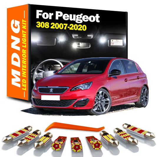 Accessories For Peugeot 308 MK1 MK2 I II 1 2 2007- 2016 2017 2018 2019 2020 LED Interior Dome Map Trunk Light Kit Sun Visor Bulb