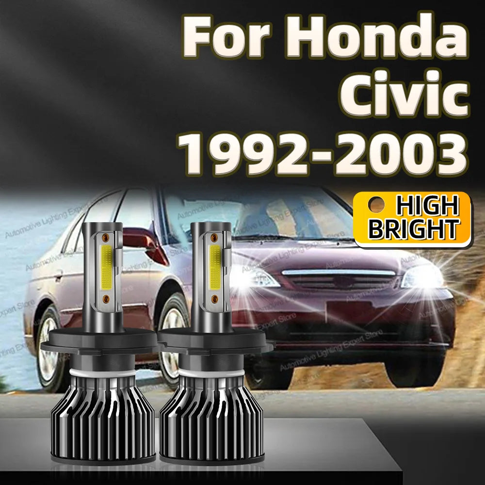 Car Headlight H4 LED Bulb 30000LM Turbo Lamp For Honda Civic 1992-1995 1996 1997 1998 1999 2000 2001 2002 2003 HiLo Beam 6000K