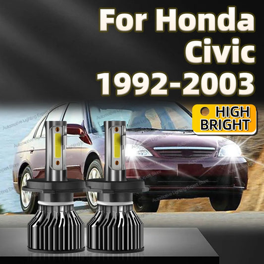 Car Headlight H4 LED Bulb 30000LM Turbo Lamp For Honda Civic 1992-1995 1996 1997 1998 1999 2000 2001 2002 2003 HiLo Beam 6000K