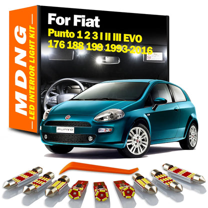 MDNG For Fiat Punto 1 2 3 I II III EVO 176 188 199 1993-2016 Vehicle Lamp LED Interior Dome Map Light Kit Car Led Bulbs Canbus
