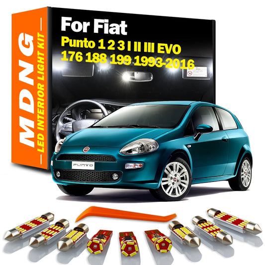 MDNG For Fiat Punto 1 2 3 I II III EVO 176 188 199 1993-2016 Vehicle Lamp LED Interior Dome Map Light Kit Car Led Bulbs Canbus