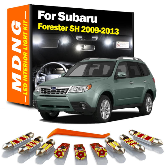 MDNG 10Pcs LED Interior Dome Map Door Luggage Plate Light Kit For Subaru Forester SH 2009 2010 2011 2012 2013 Car Accessories