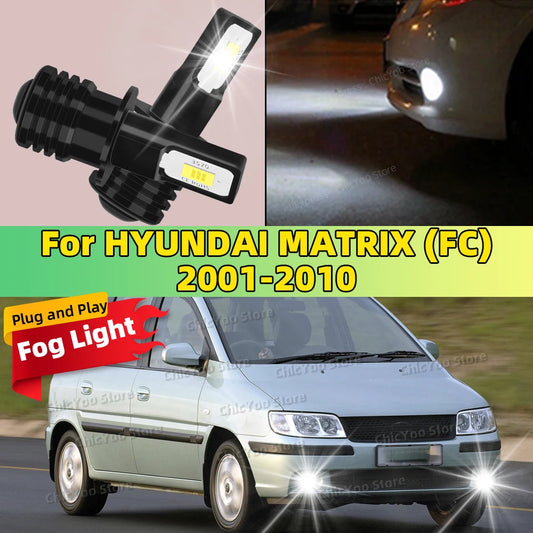 For HYUNDAI MATRIX FC 2001-2010 2004 2005 2006 2007 2008 2009 LED Fog Lamp Bulbs Car Front Fog Light White 6000K High Bright
