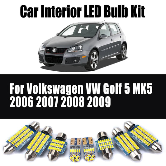 14Pcs LED Interior Reading Dome Light Car Bulbs Kit For Volkswagen VW Golf 5 MK5 2006 2007 2008 2009 Vanity Mirror Footwell Lamp