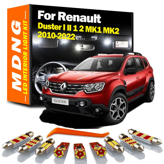 MDNG Canbus LED Interior Plate Light Kit For Renault Duster I II 1 2 MK1 MK2 2010- 2018 2019 2020 2021 2022 Car Reading Bulbs
