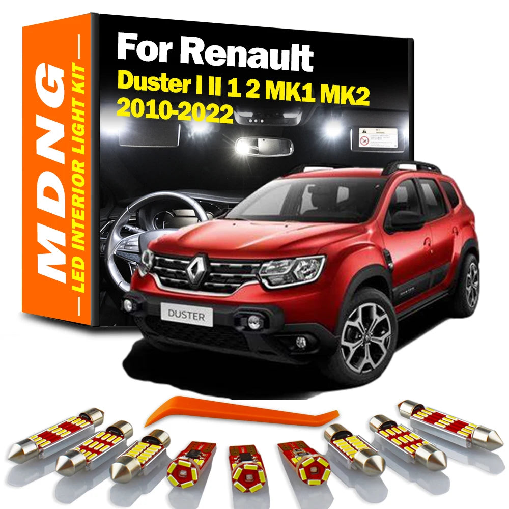 MDNG Canbus LED Interior Plate Light Kit For Renault Duster I II 1 2 MK1 MK2 2010- 2018 2019 2020 2021 2022 Car Reading Bulbs
