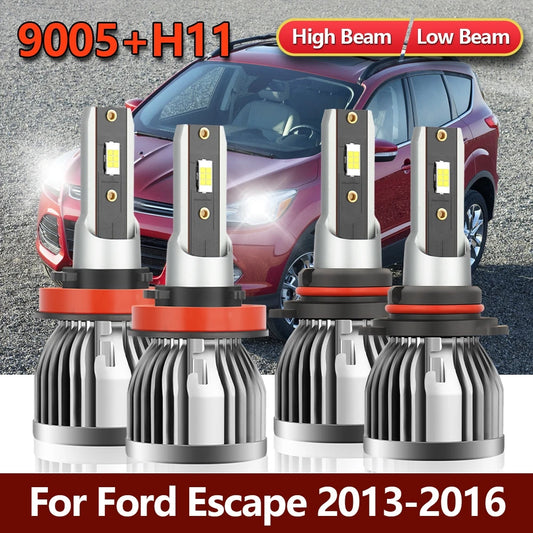 2/4x LED Headlights Bulbs 28000LM For Ford Escape 2013 2014 2015 2016 High Low Beam Car Headlamp Super Brightness CSP 3570 Lamps