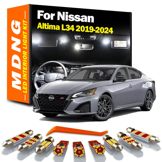 MDNG 13Pcs Indoor Bulbs For Nissan Altima L34 2019 2020 2021 2022 2023 2024 LED Interior Reading Door Trunk Courtesy Light Kit