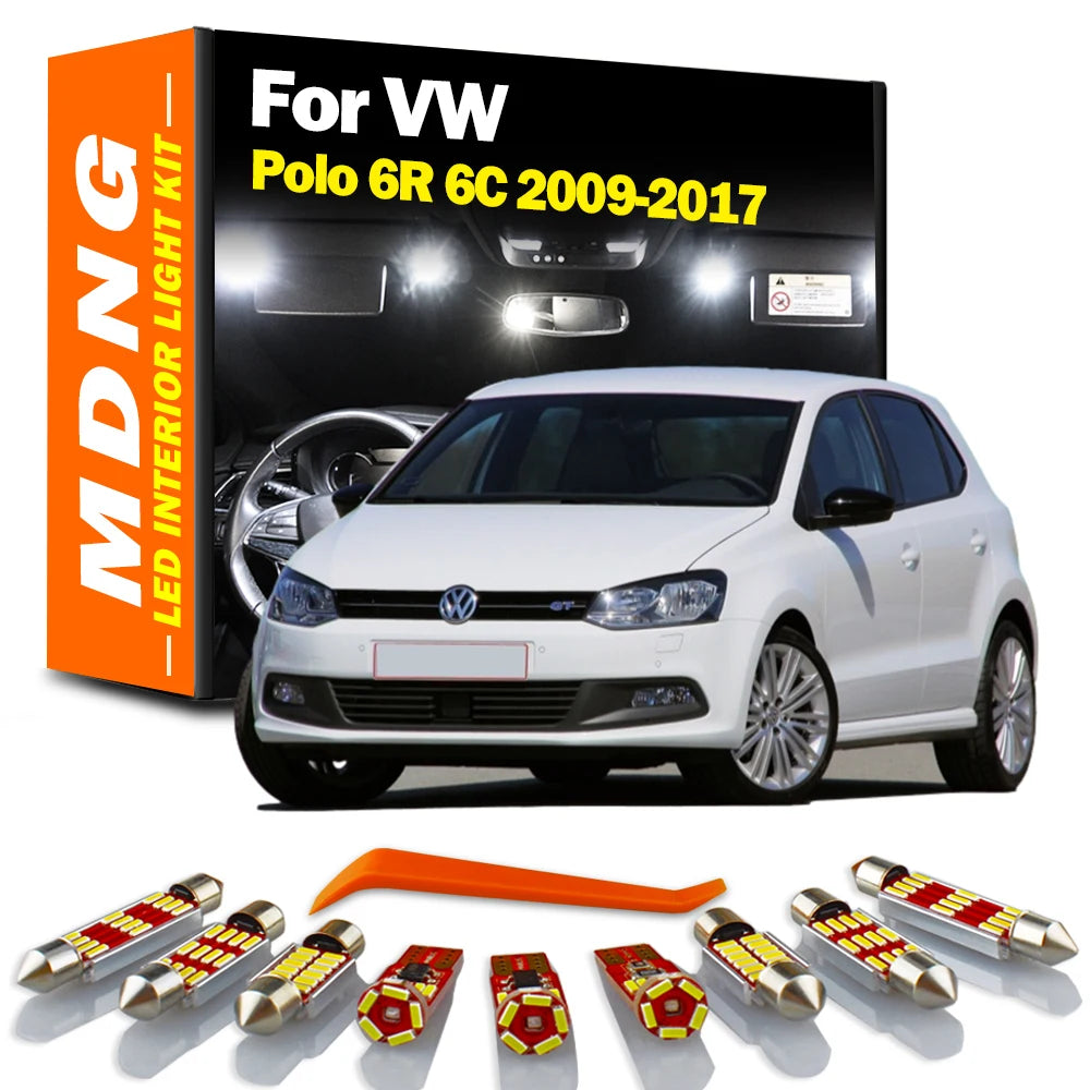 13Pcs LED Bulbs Interior Map Roof Footwell Light Kit For VW Volkswagen Polo 6R 6C 2009 2012 2013 2014 2015 2016 2017 Accessories