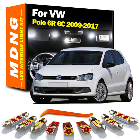 13Pcs LED Bulbs Interior Map Roof Footwell Light Kit For VW Volkswagen Polo 6R 6C 2009 2012 2013 2014 2015 2016 2017 Accessories