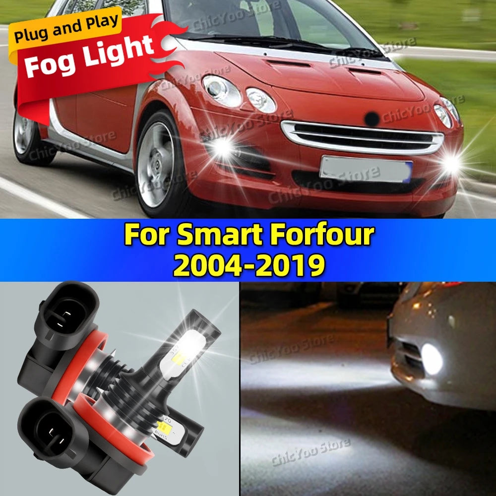 2x Front Fog Light Accessories LED Bulb 20000LM Ultra Bright Lamp For Smart Forfour 2004-2019 2011 2012 2013 2014 2015 2016 2017