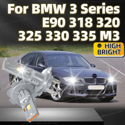 2Pcs LED Headlights Canbus Car Lamp Fanless 30000LM Super Bright Light Bulbs For BMW 3 Series E90 318 320 325 330 335 M3