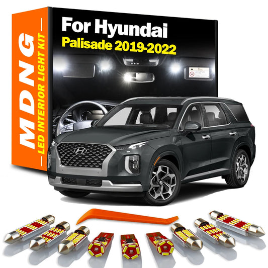 MDNG 12Pcs Accessories LED Interior Map Dome Sun Visor Trunk Light Kit For Hyundai Palisade 2019 2020 2021 2022 Canbus Car Bulbs
