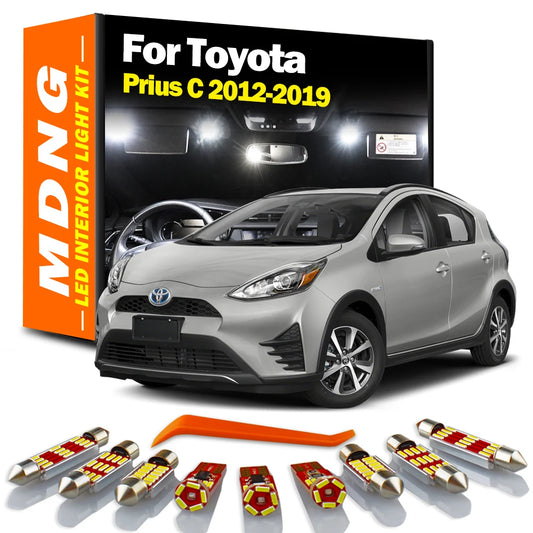 MDNG 8Pcs Car Bulbs LED Interior Light Kit For Toyota Prius C 2012 2013 2014 2015 2016-2019 Canbus Dome Map Number Plate Lamp